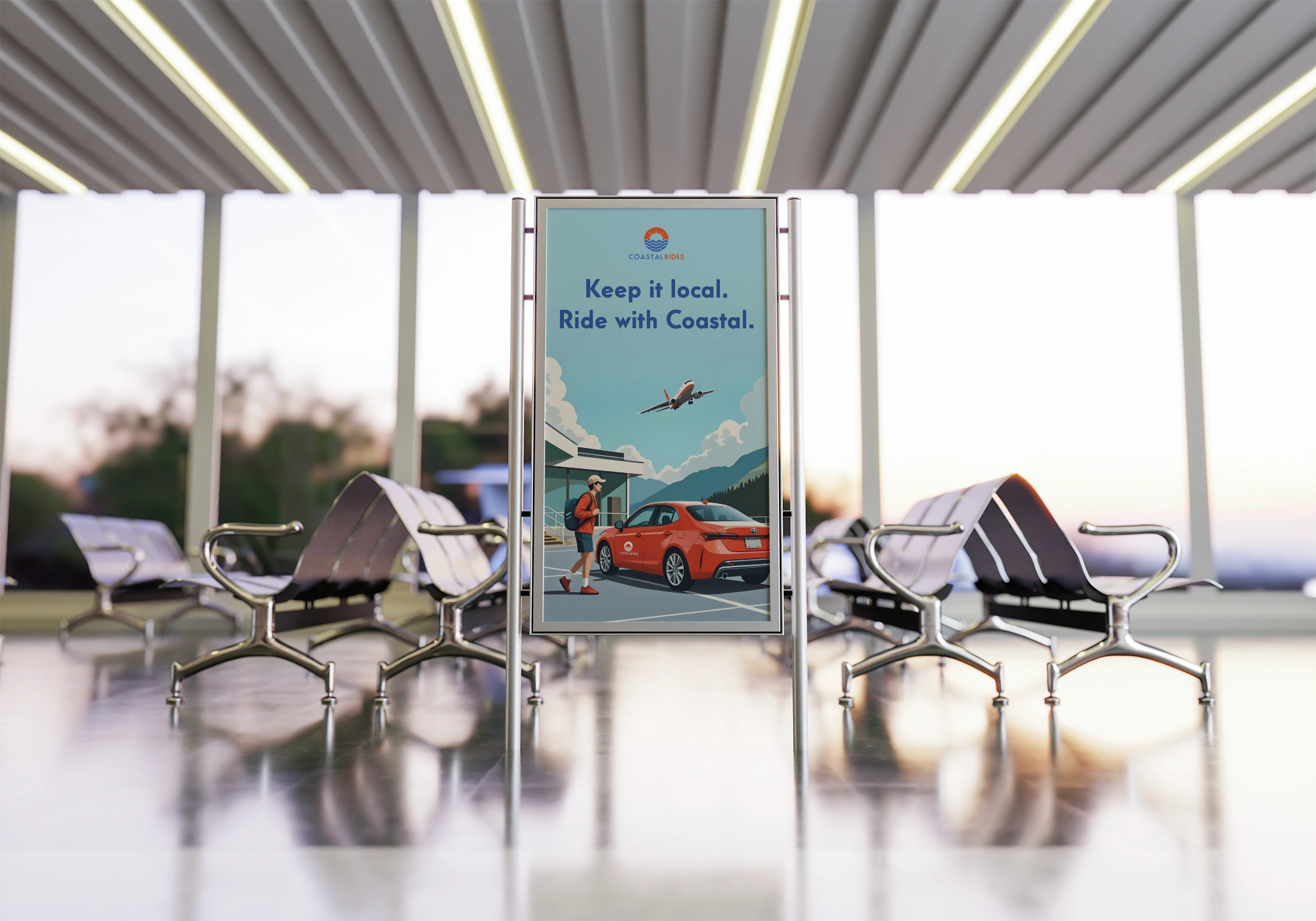 Poster Frame in passenger airport Psd Mockup